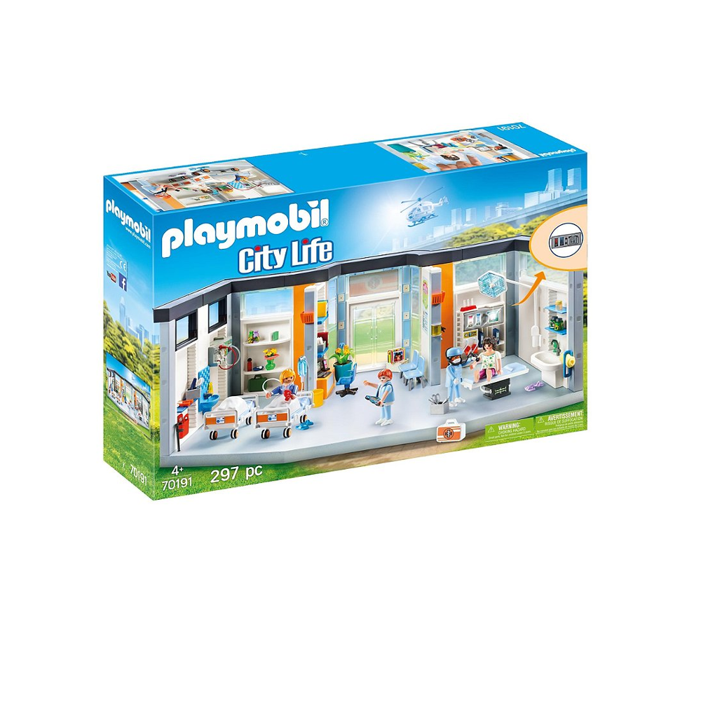 PLAYMOBIL 70191 Clinique équipée- City Life - L'hôpital - Avec quatre personnages et de nombreux acc