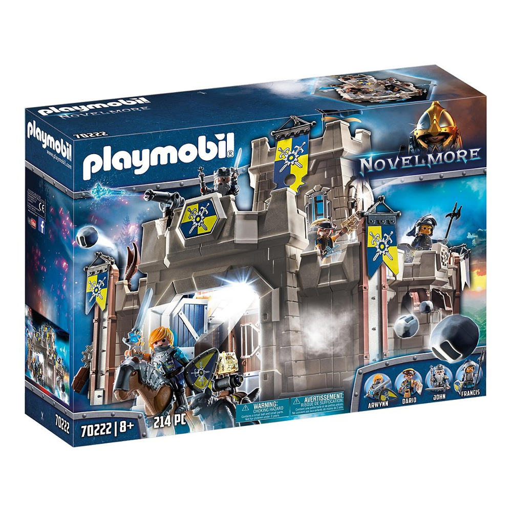 PLAYMOBIL 70222 Citadelle des Chevaliers Novelmore - avec un pont-levis et des catapultes -Espace de