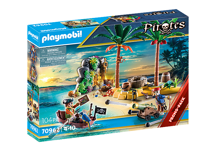 PLAYMOBIL Pirates 70962 Promo Pack Ilôt des pirates, Île au trésor des pirates avec squelette et can