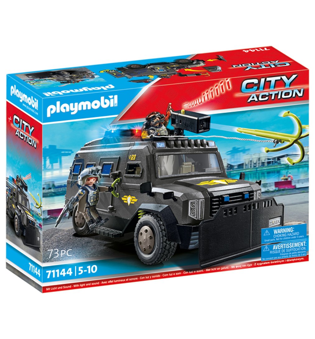 PLAYMOBIL 71144 Véhicule d'intervention des forces spéciales avec effets sonores et lumineux, univer