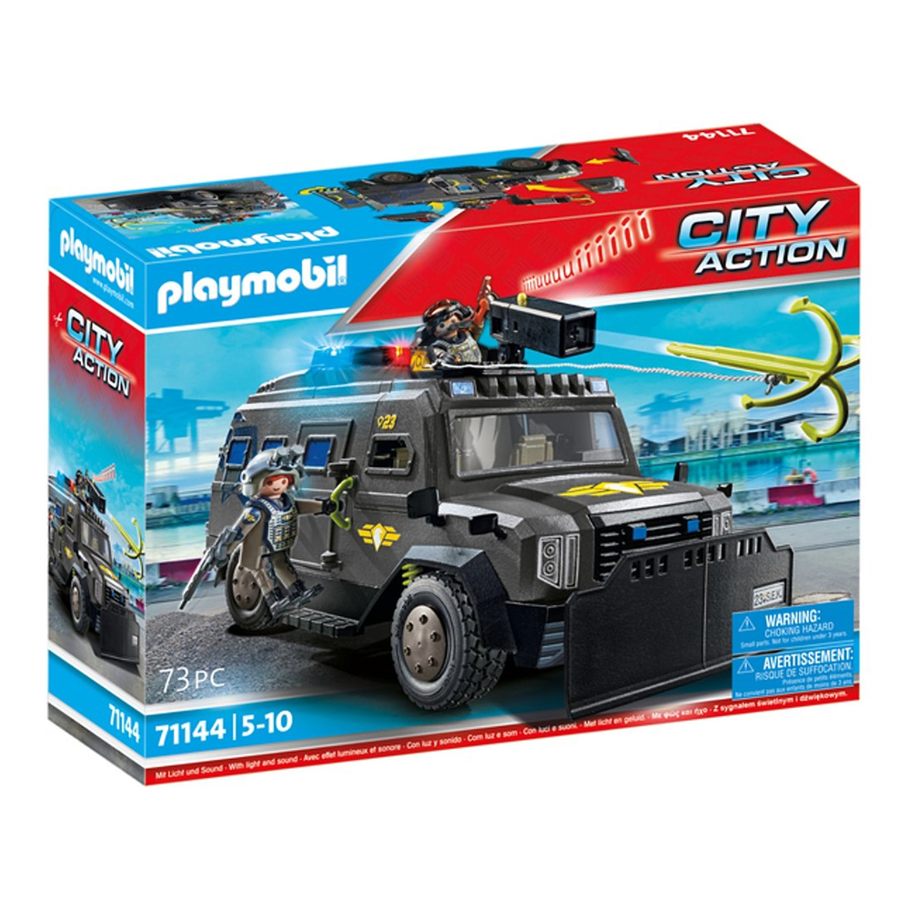 PLAYMOBIL 71144 Véhicule d'intervention des forces spéciales avec effets sonores et lumineux, univer