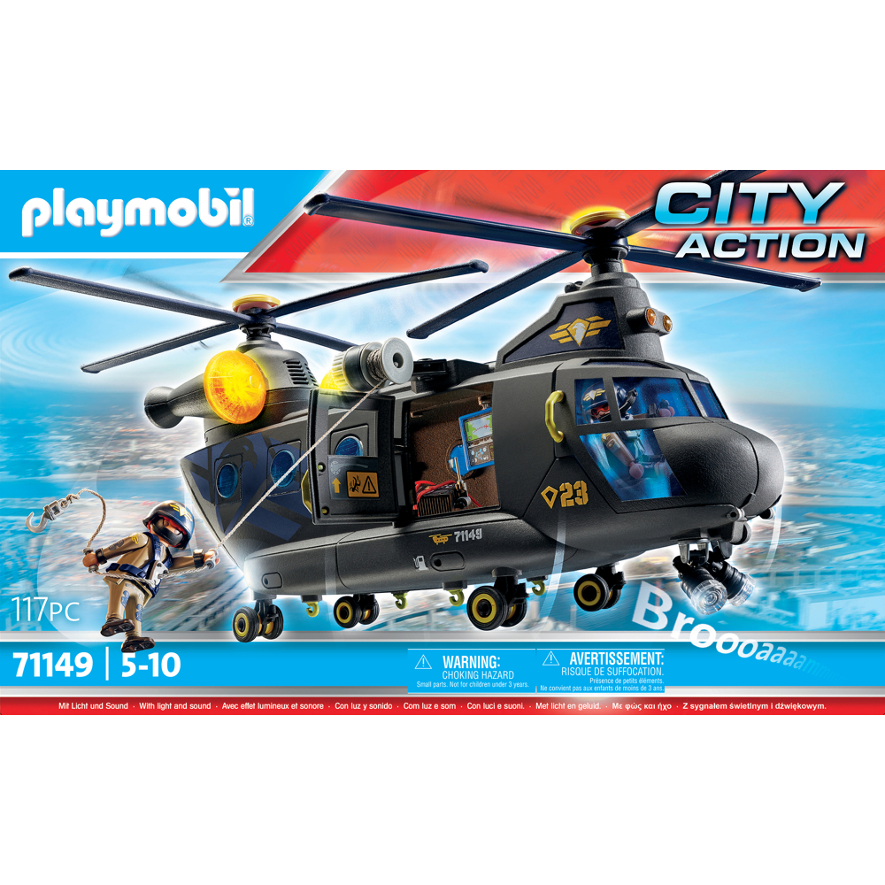 PLAYMOBIL 71149 Hélicoptère de transport des forces spéciales, avec effets lumineux et sonores, univ