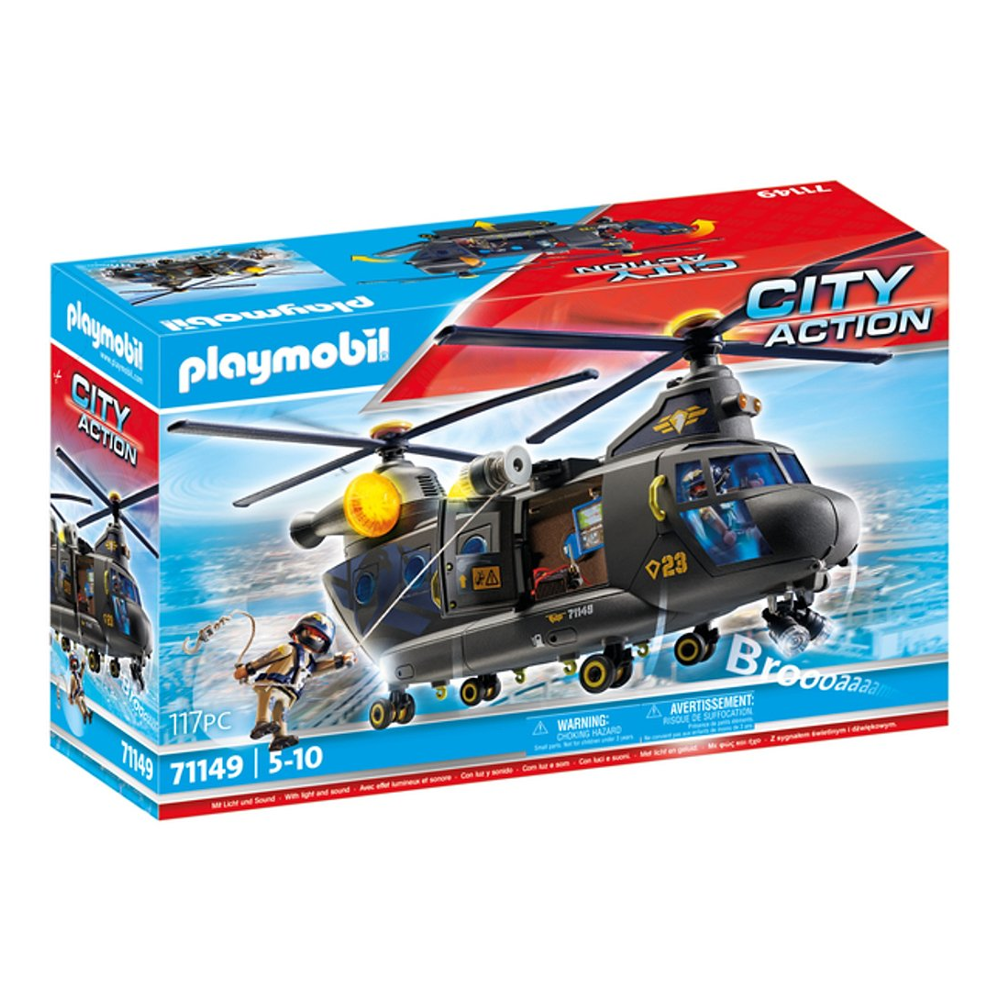 PLAYMOBIL 71149 Hélicoptère de transport des forces spéciales, avec effets lumineux et sonores, univ
