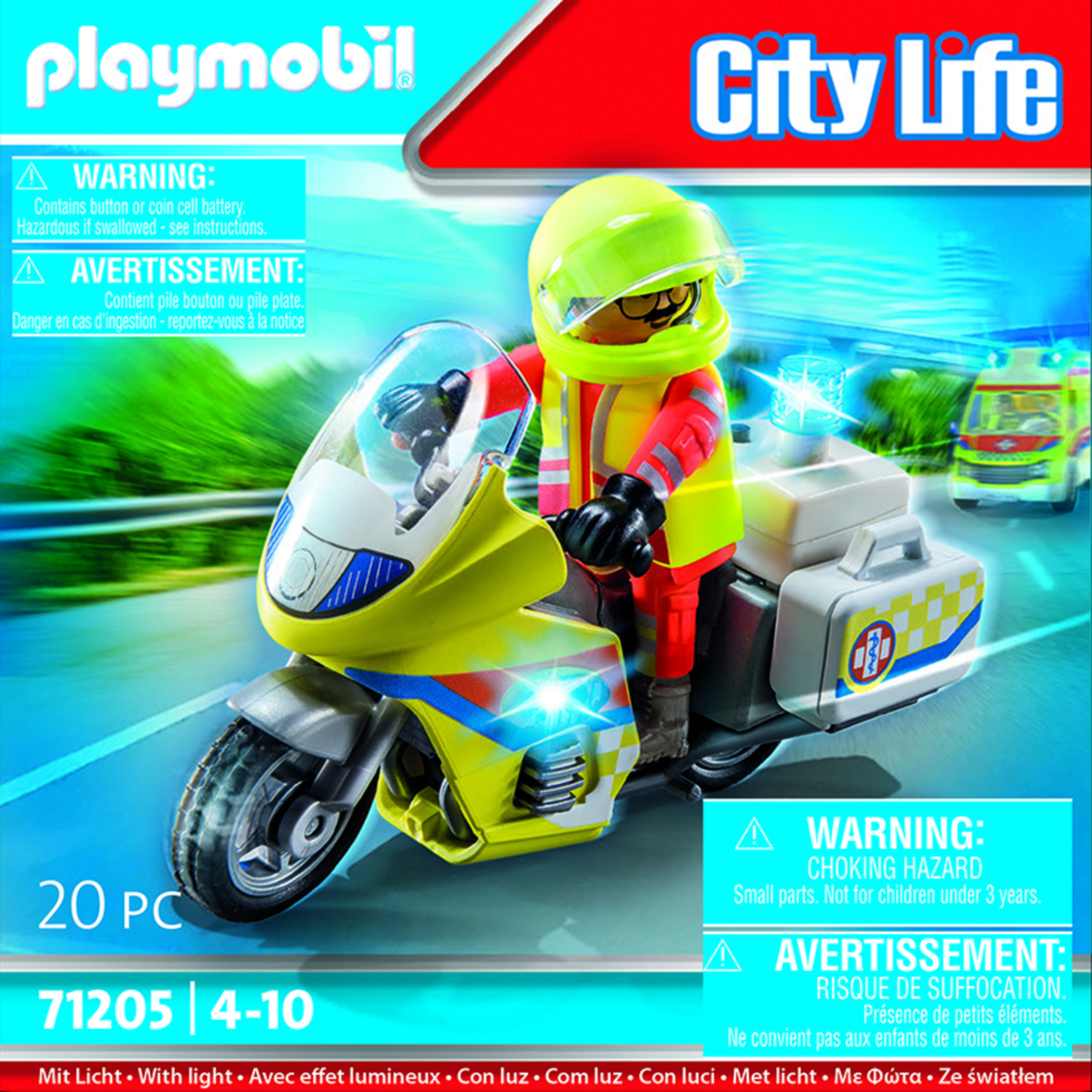 PLAYMOBIL 71205 Urgentiste avec moto et effet lumineux- City Action - Les secours - City Action Vill