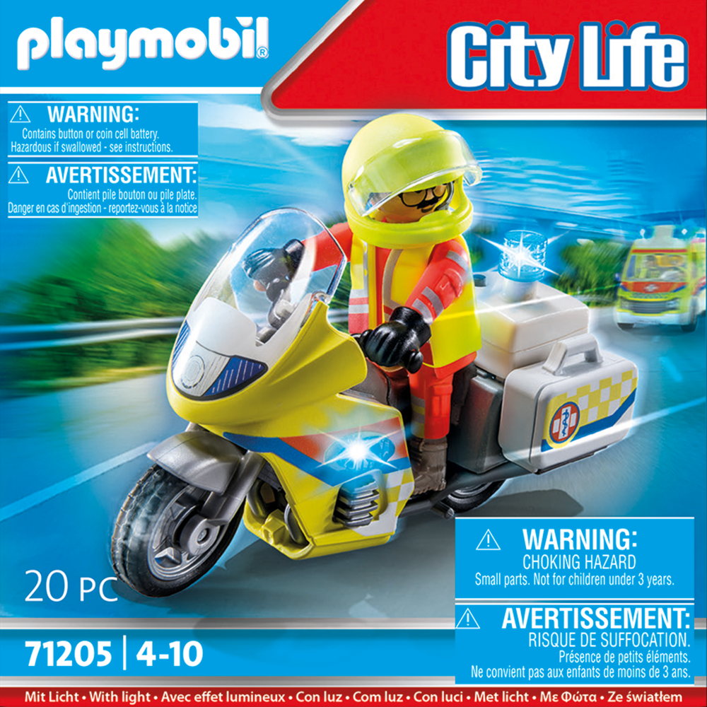 PLAYMOBIL 71205 Urgentiste avec moto et effet lumineux- City Action - Les secours - City Action Vill