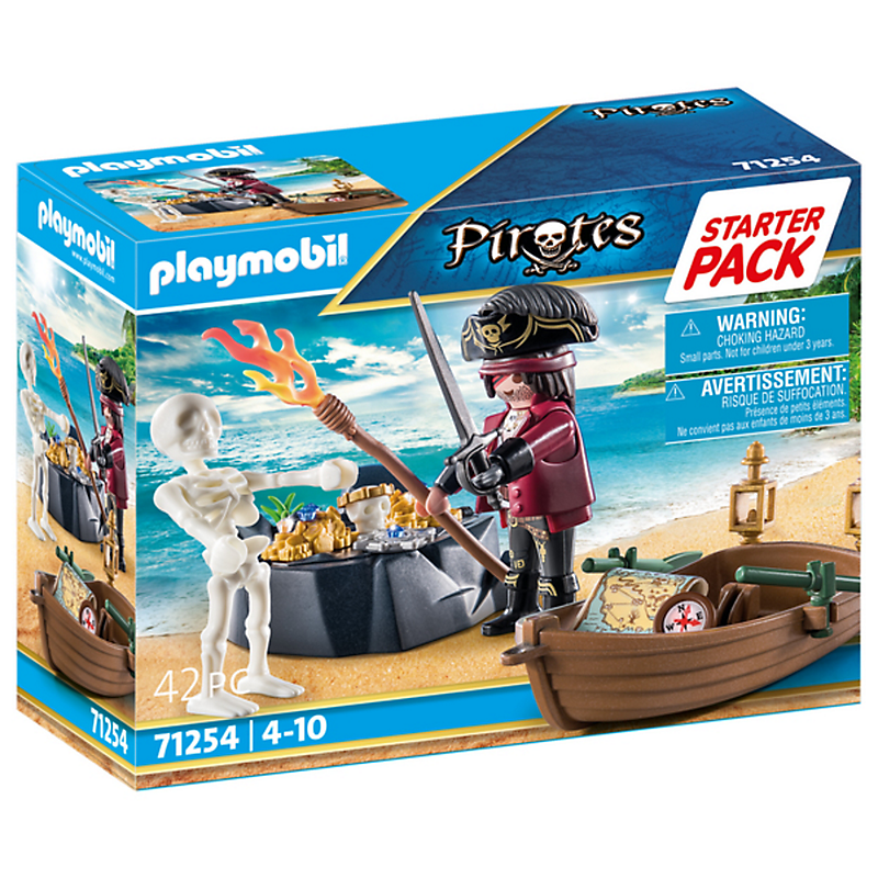 PLAYMOBIL 71254 Starter Pack Pirate et barque- Pirate - Les Pirates - coffret découverte idée cadeau