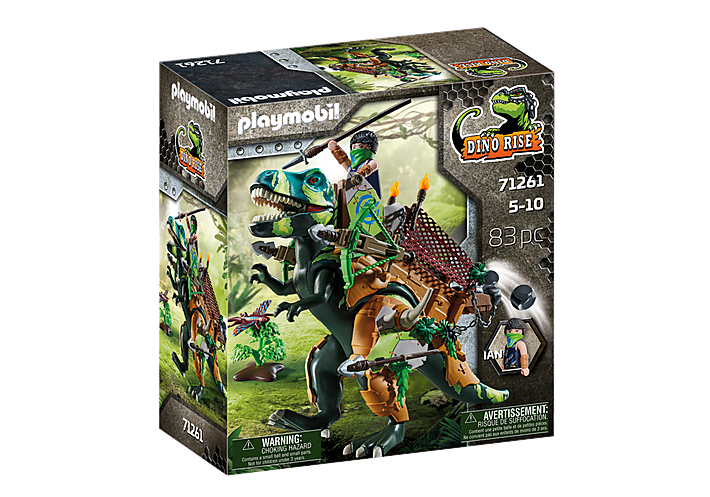 PLAYMOBIL Dino Rise 71261 Tyrannosaure et soldat, dinosaure avec armure fonctionnelle, jouet pour en