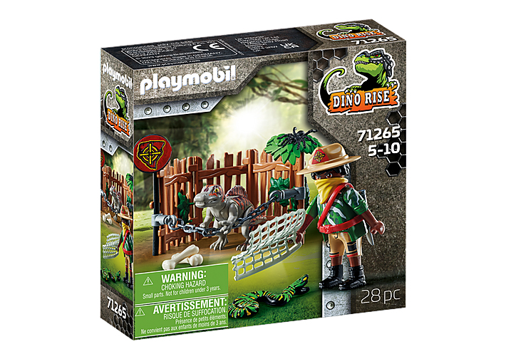 PLAYMOBIL Dino Rise 71265 Bébé spinosaure et combattant, dinosaure en cage, jouet pour enfants à par