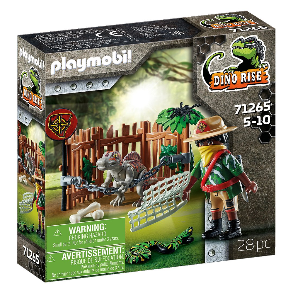 PLAYMOBIL Dino Rise 71265 Bébé spinosaure et combattant, dinosaure en cage, jouet pour enfants à par