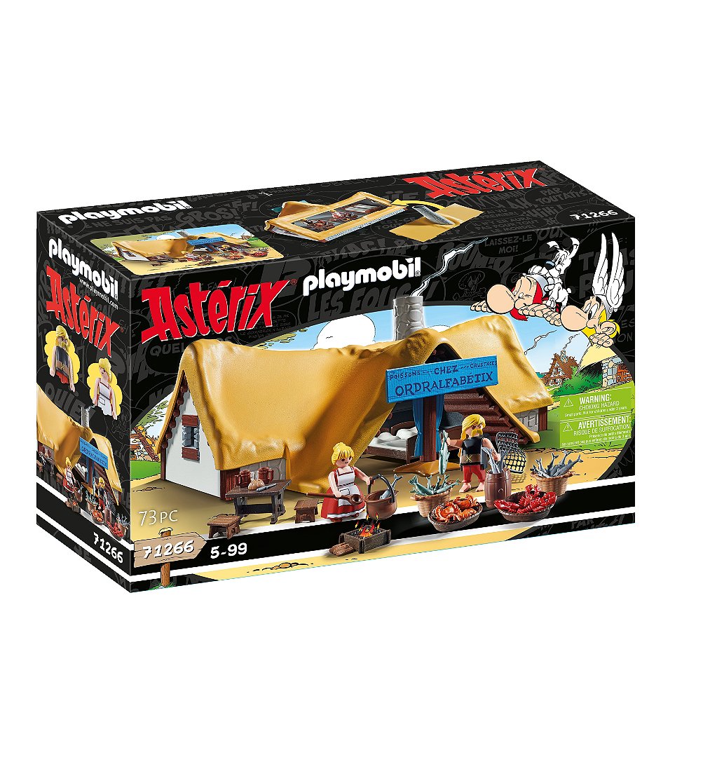 PLAYMOBIL 71266 Astérix : Hutte d'Ordralfabetix, Le poissonnier Ordralfabétix et sa femme Iélosubmar