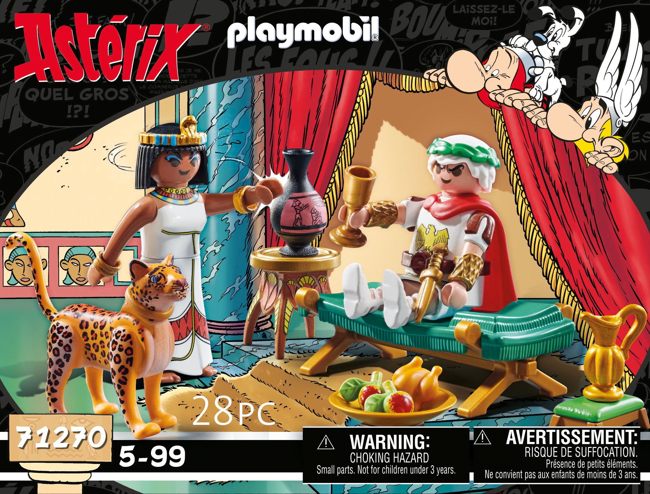PLAYMOBIL 71270 Astérix : César et Cléopâtre, un léopard et une longuechaise pour la reine, jouet po
