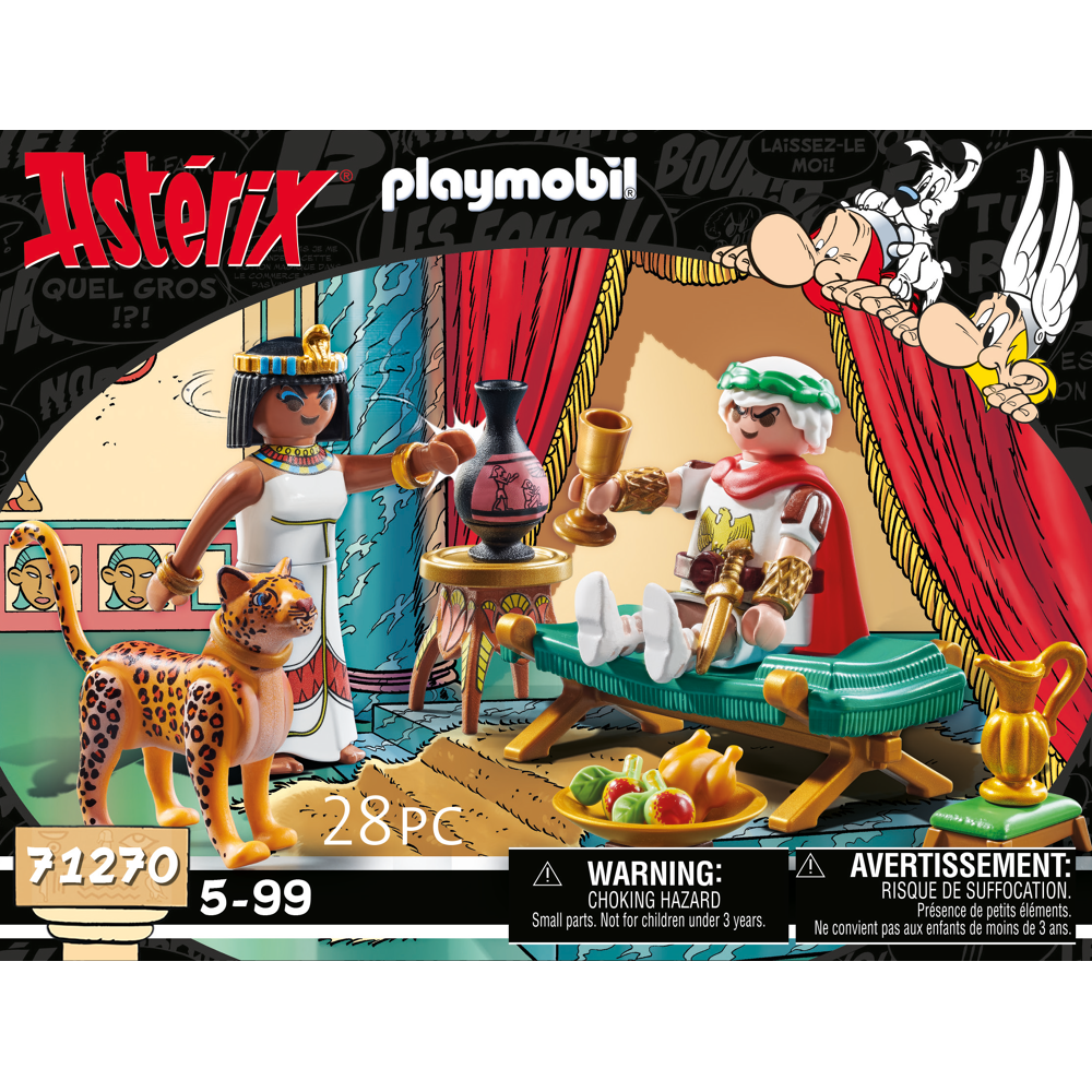PLAYMOBIL 71270 Astérix : César et Cléopâtre, un léopard et une longuechaise pour la reine, jouet po