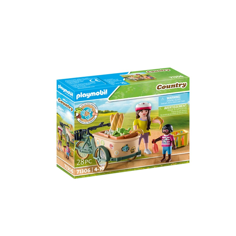 PLAYMOBIL 71306 Cycliste avec vélo et remorque avant, pédaler à travers les paysages de campagne, ch