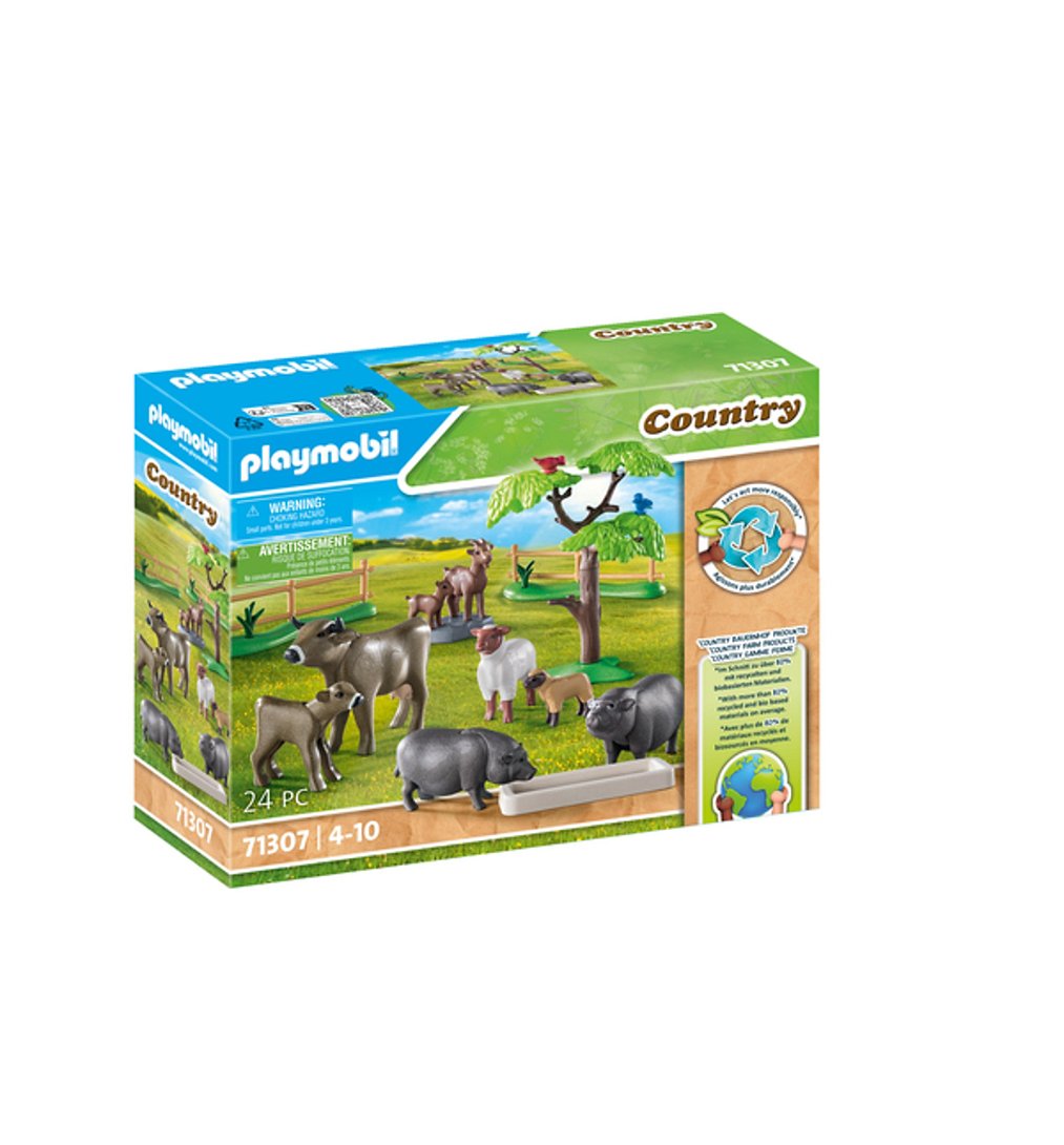 PLAYMOBIL 71307 Animaux de la ferme, fabriqué avec plus de 80% de matériaux recyclés ou biosourcés e