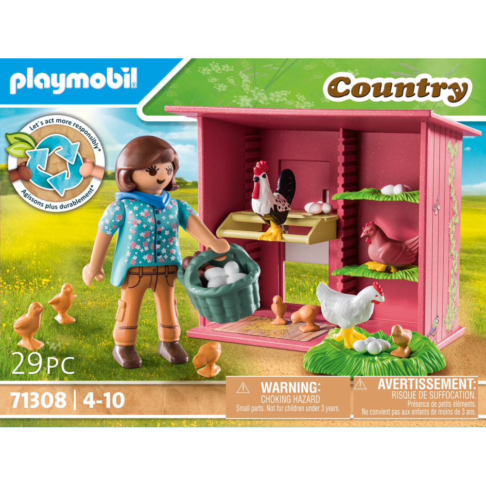 PLAYMOBIL 71308 Agricultrice et poulailler, fabriqué avec plus de 80% de matériaux recyclés ou bioso