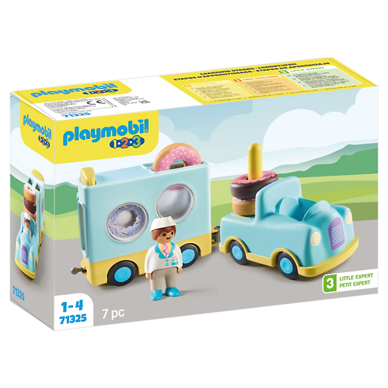 PLAYMOBIL 71325 1.2.3: Camion de donuts avec fonction d'empilage et de tri afin que les tout-petits