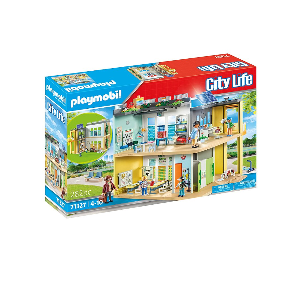 PLAYMOBIL City Life 71327 Ecole aménagée, comprenant un étage et un jardin sur le toit, un ascenseur