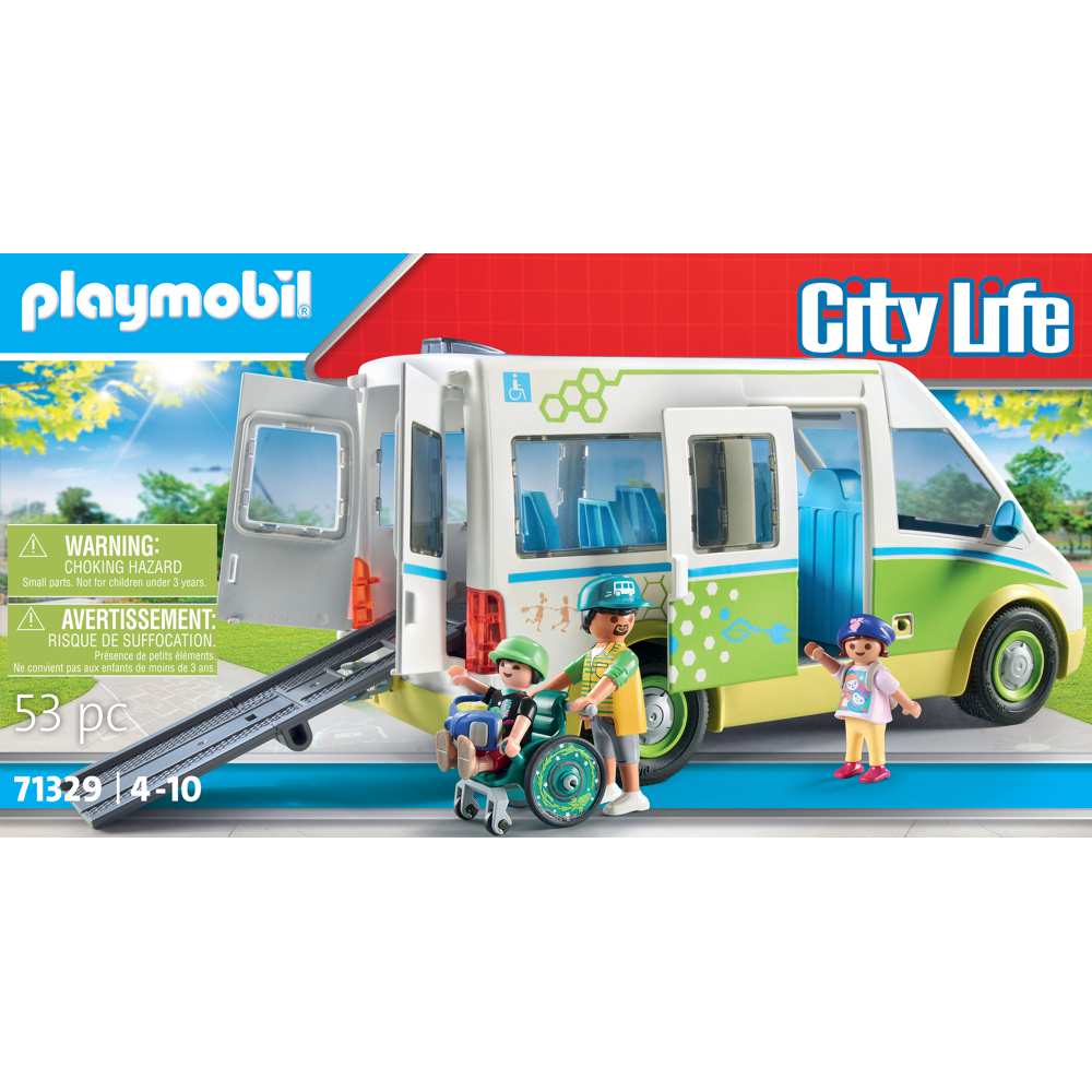 PLAYMOBIL City Life 71329 Bus scolaire, Avec trois personnages, porte coulissante, rampe pliable pou