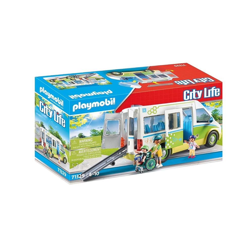 PLAYMOBIL City Life 71329 Bus scolaire, Avec trois personnages, porte coulissante, rampe pliable pou