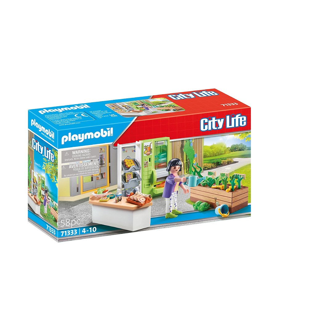 PLAYMOBIL City Life 71333 Boutique de l'école, avec un comptoir de gâteaux et de fruits, un distribu