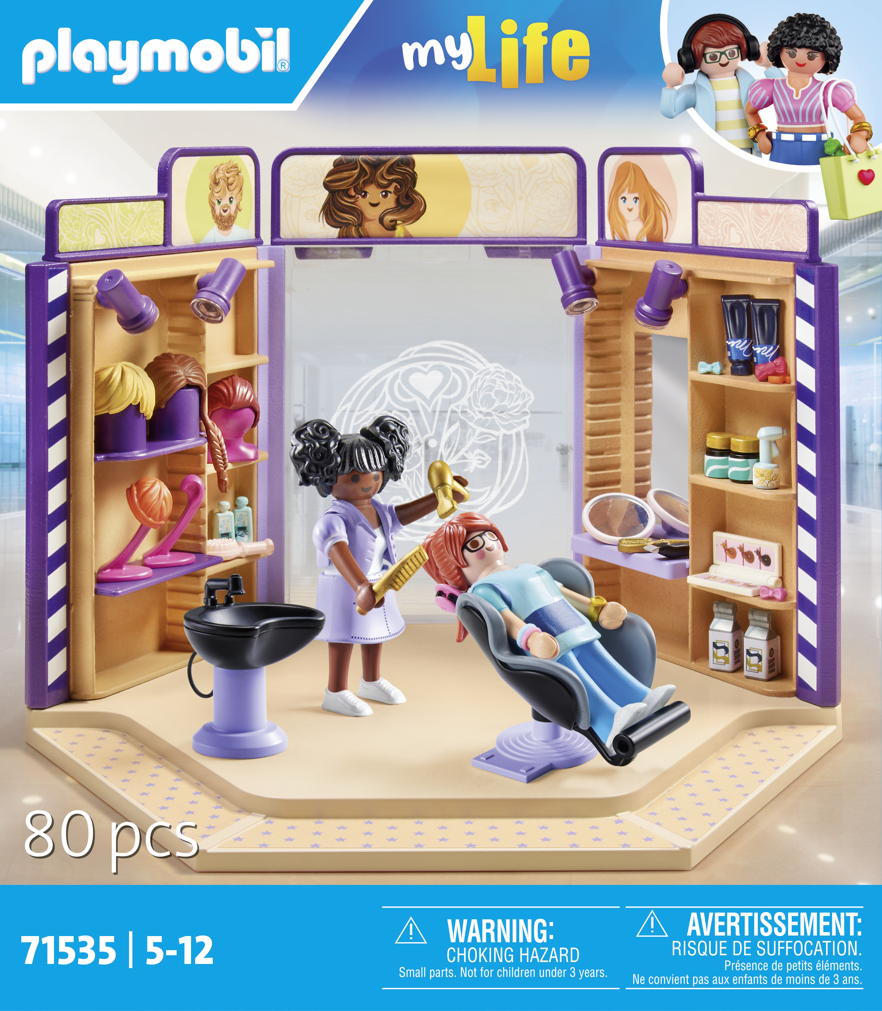 Playmobil 71535 Salon de Coiffure Comprend Deux Personnages Un Fauteuil de barbier avec Appui tête Un Miroir et des Accessoires MyLife Dès - vue 5