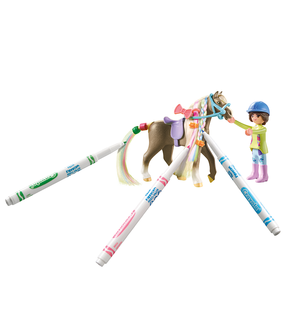 Cavalière avec crinière à colorier