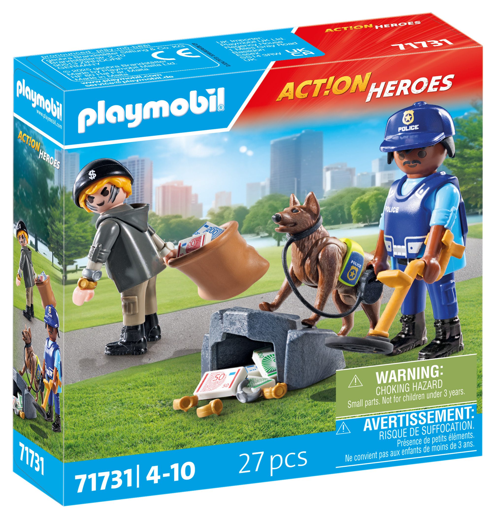 Policier Chien De Recherche Et Voleur Playmobil La Boite