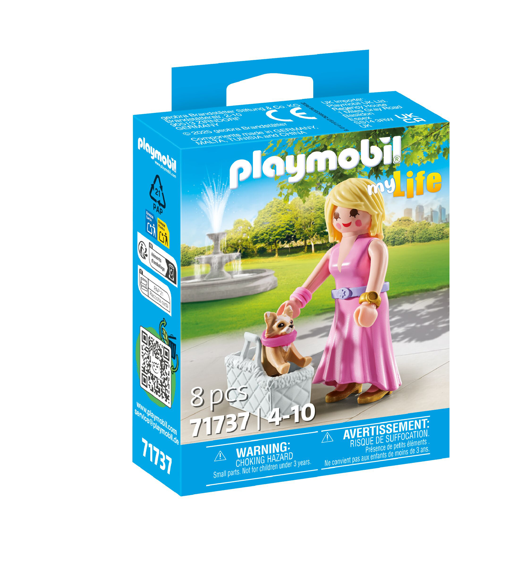 Dame Avec Chihuahua Et Panier De Transport Playmobil La Boite