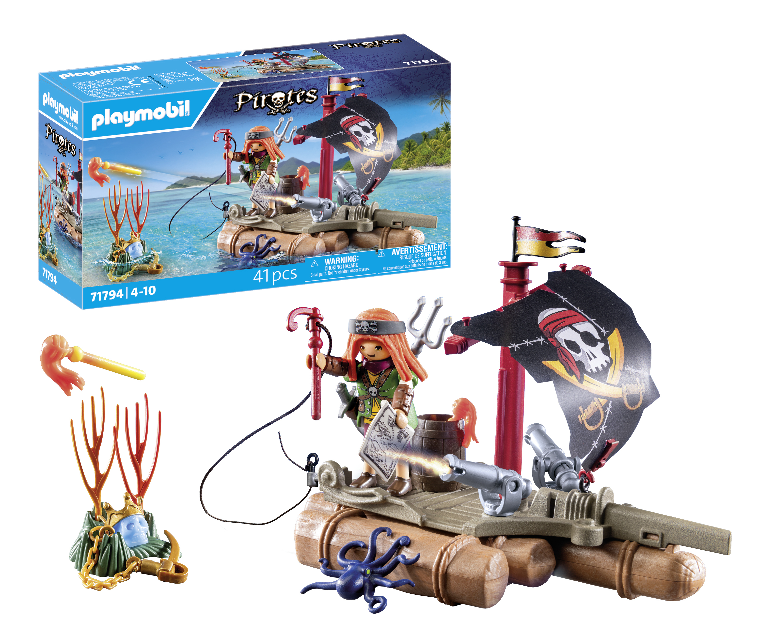 Playmobil | Pirates | Récupération de trésor sur Radeau Pirate | Jouet de Pirates | Figurine de Pirate | Jouet pour Enfants dès | 71794 - vue 1