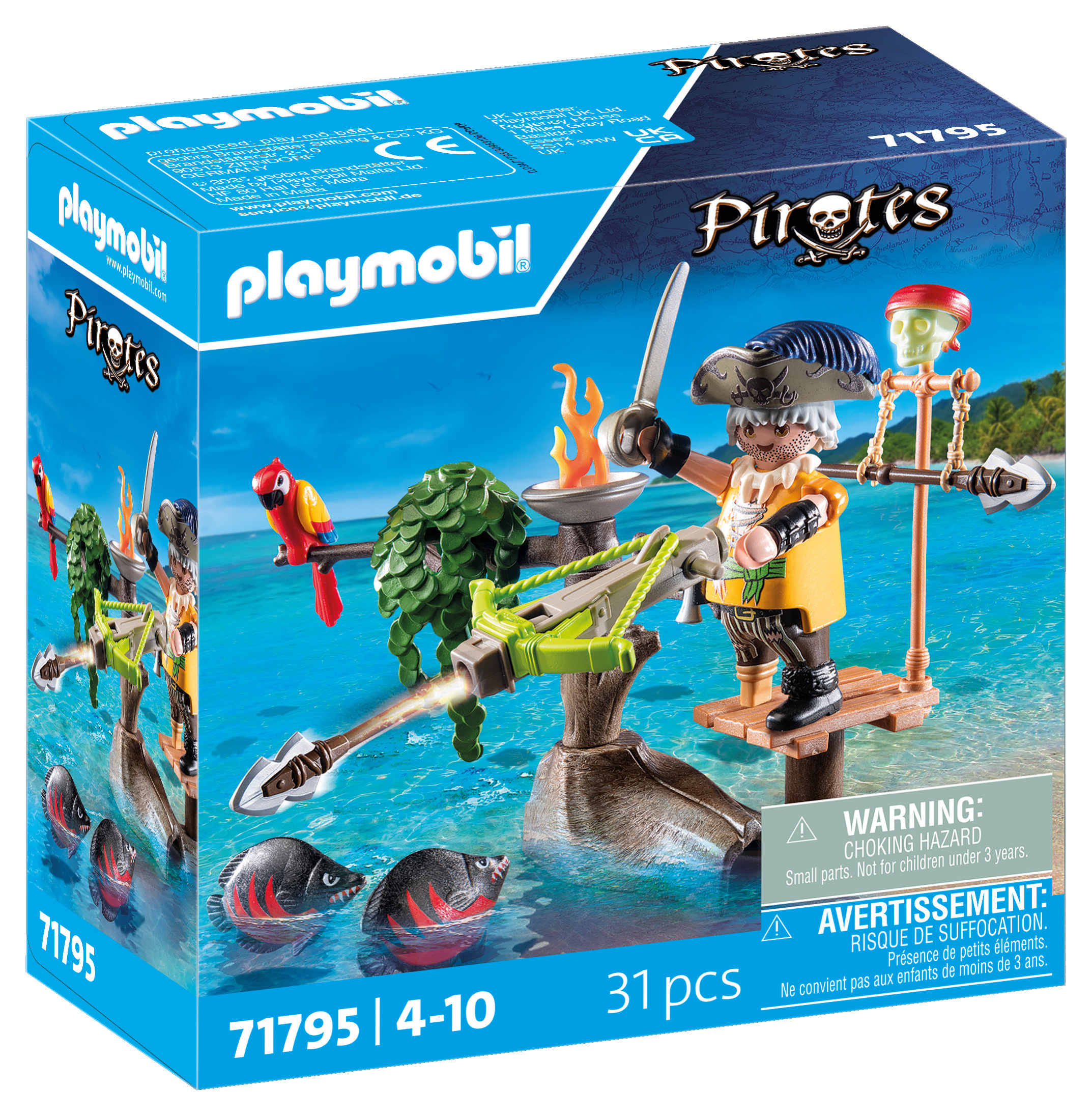 Pirate Avec Arbalète Et Poissons À Viser Playmobil La Boite - vue 3