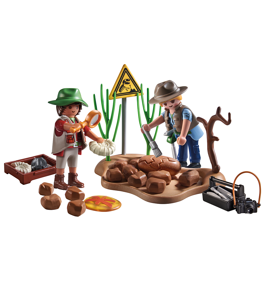 Chercheurs et fossiles de dinosaures