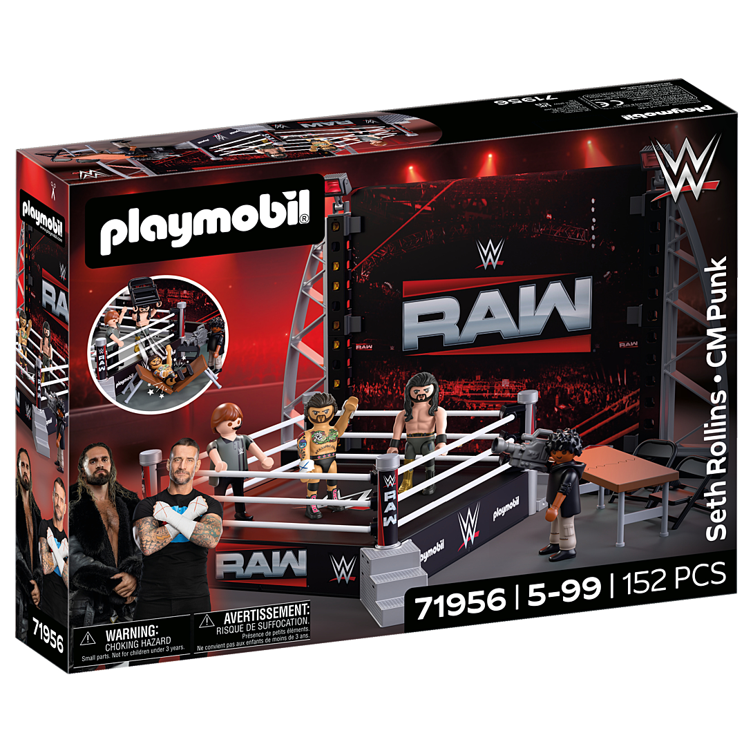 Playmobil C WWE 71956 Le Ring avec scène d'entrée et accessoires 152 pièces Noir & Gris - vue 3