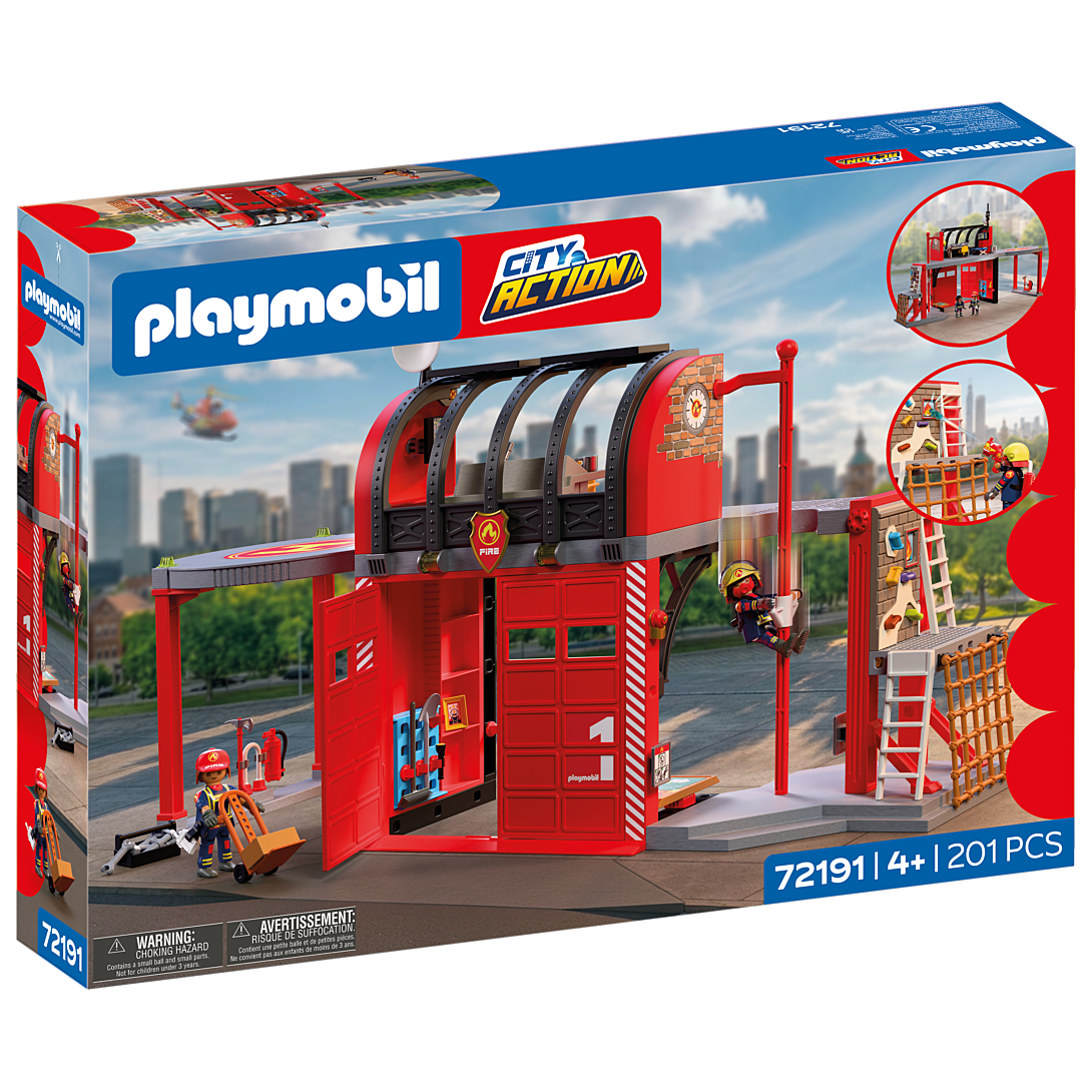Playmobil 72191 Grande caserne de pompiers City Action les pompiers 201 pièces dès 4 ans Rouge - vue 2