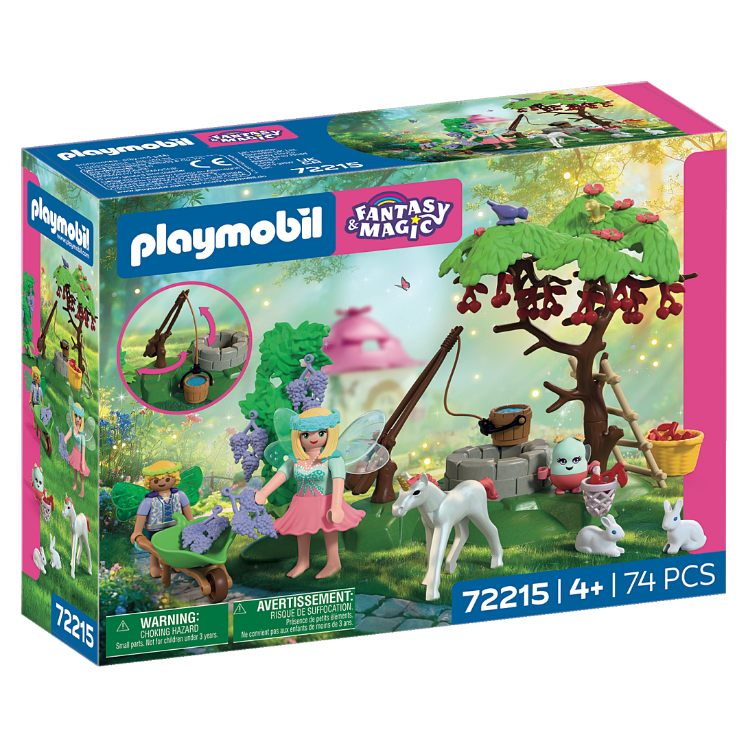 Jardin féérique avec bébé licorne