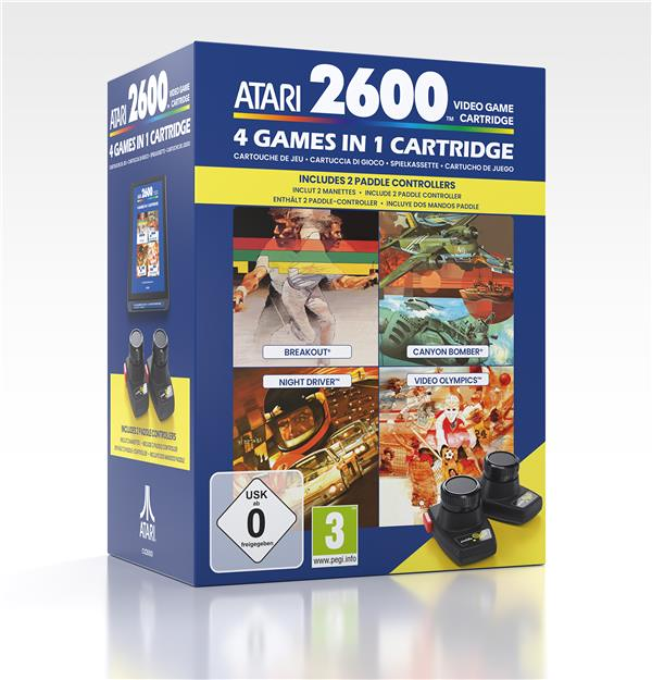 4 Jeux en 1 pour Atari 2600+ et set de 2 manettes paddle