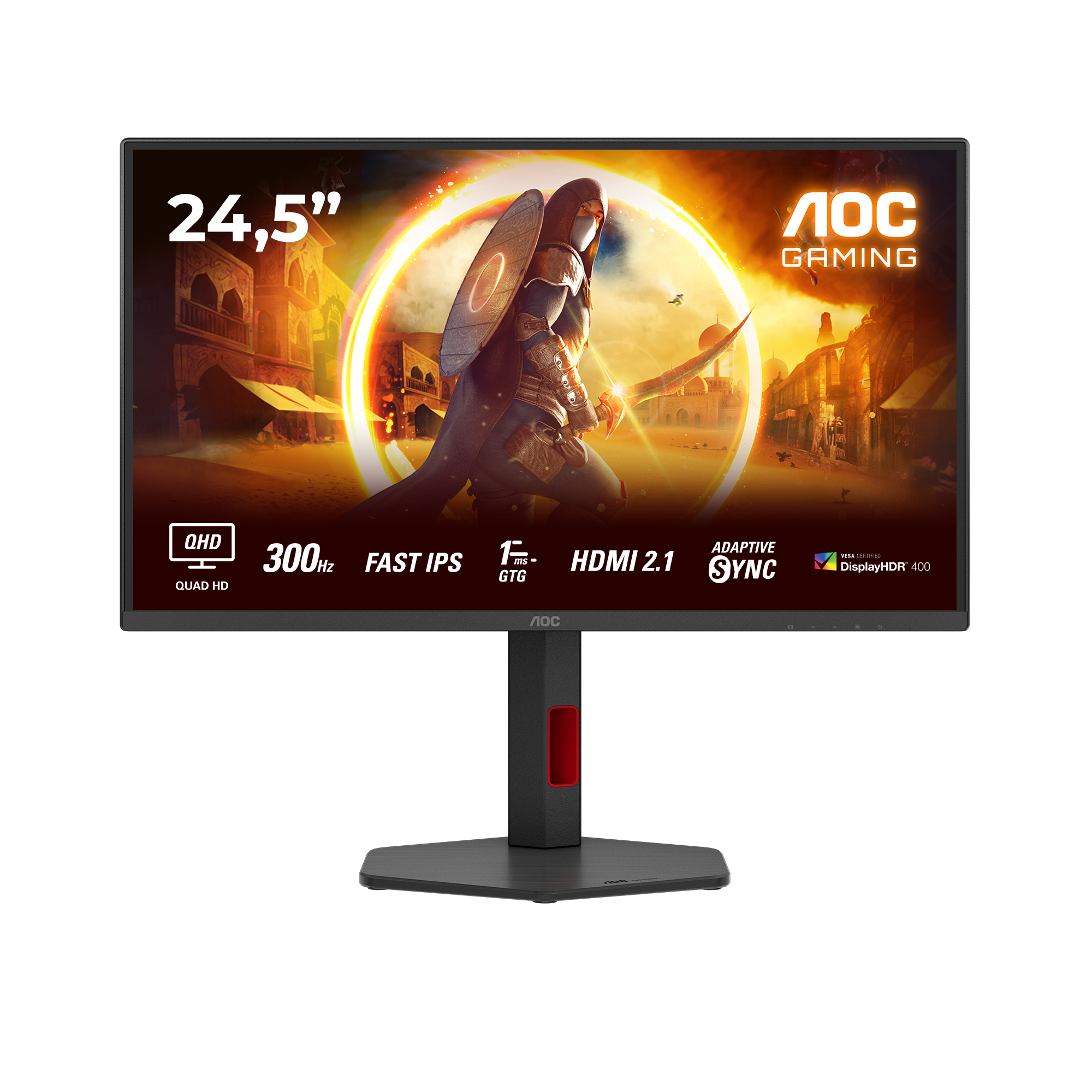 Aoc G4 Q25G4Sr Écran Plat De PC 62,2 Cm (24.5") 2560 X 1440 Pixels Quad Hd Led Noir, Rouge
