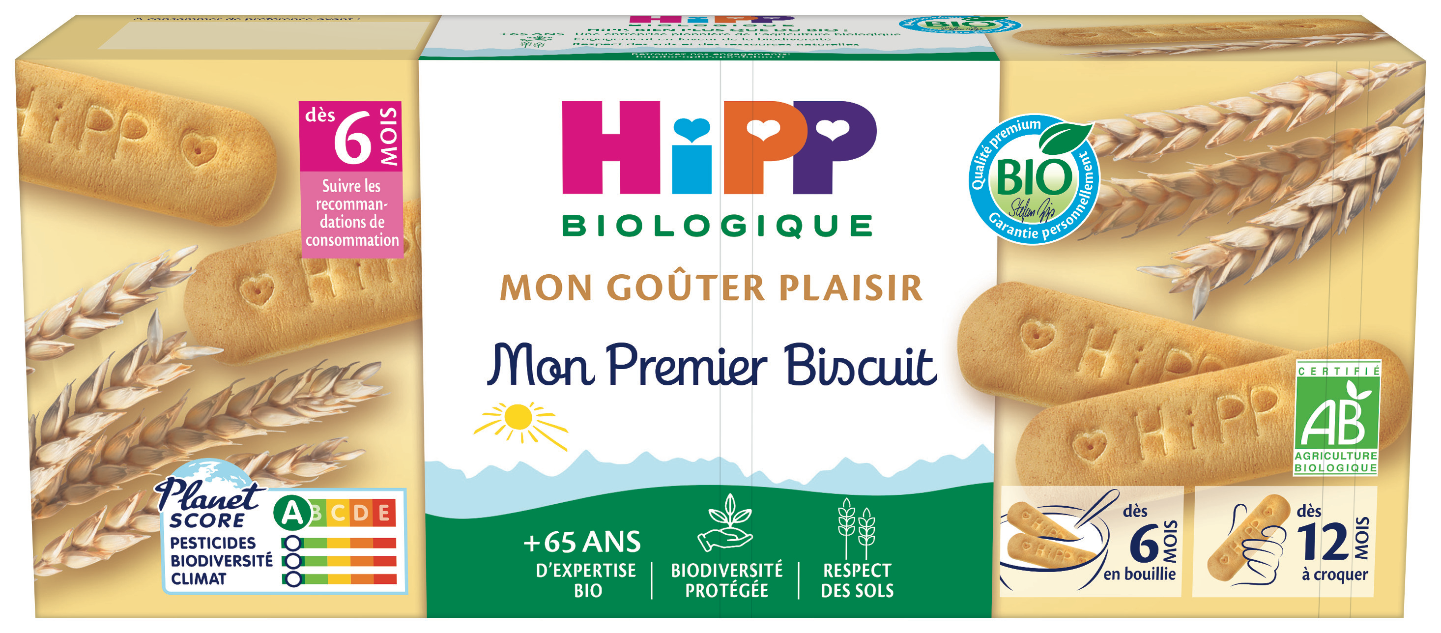 Biscuits Bébé Dès Mon Premier Biscuit Bio Hipp Biologique Les 4 Sachets De 45g - vue 1