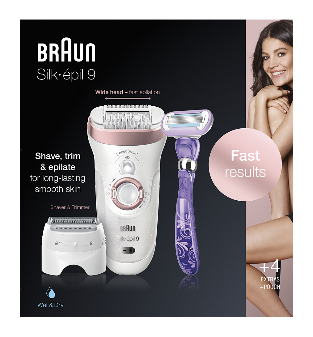 Braun Silk-épil?9?9-870 Épilateur Électrique Femme, Or Rose/Blanc