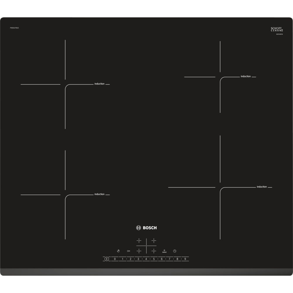 Table de cuisson induction 60cm 4 feux 7400w noir serie 6 - pie631fb1e - bosch