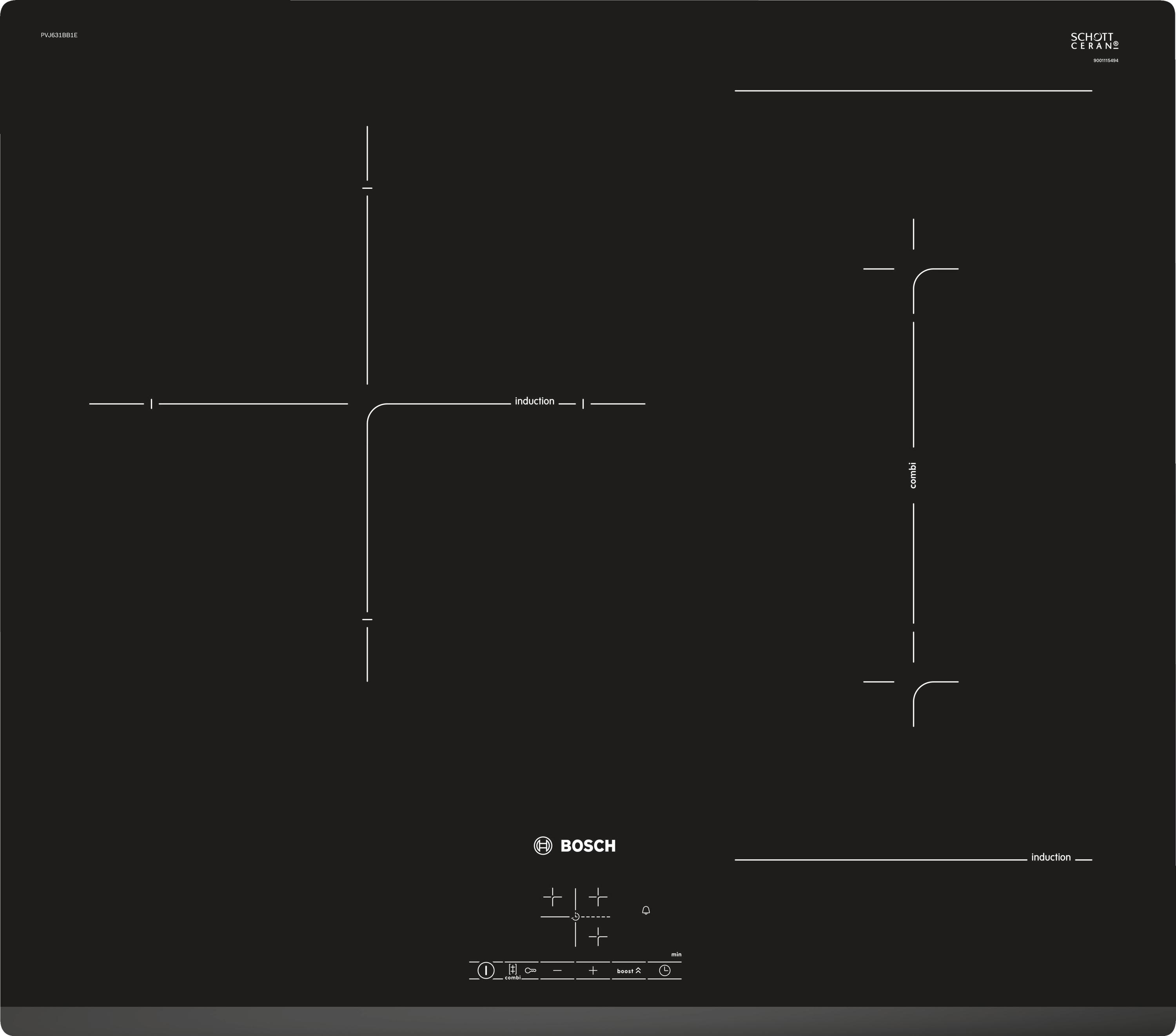 Plaque vitrocéramique BOSCH 9900W 59.2cm, 1033412