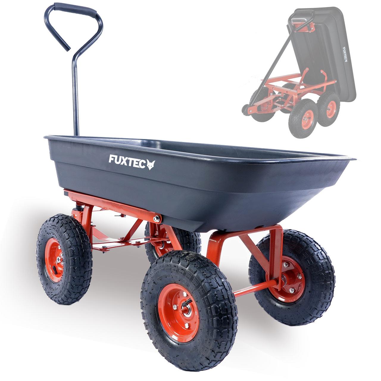 Linxor Chariot De Jardin Remorque Transport 75 L - 260 Kg Charge, Vert, Avec Roues Gonflables
