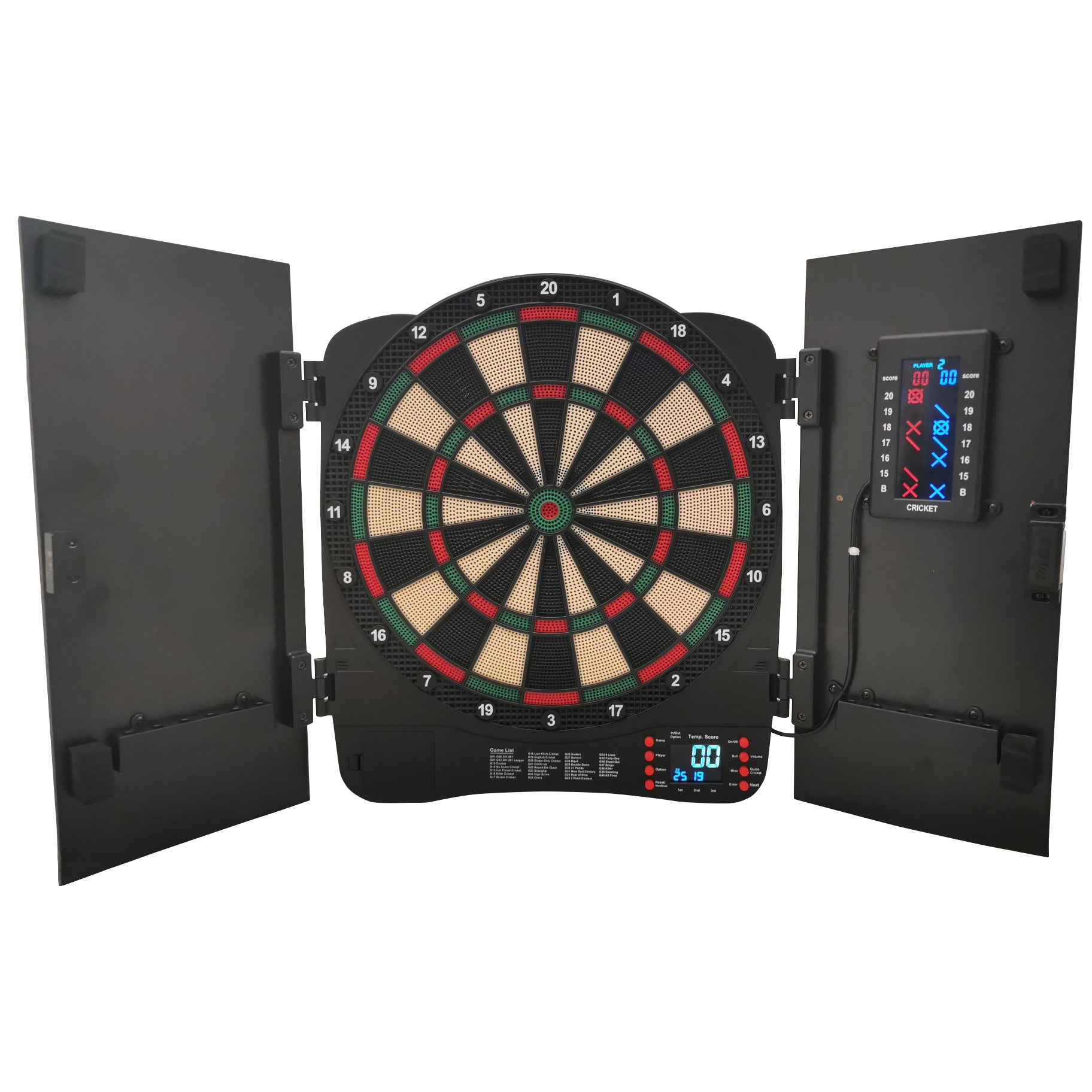 Cible De Fléchettes électronique SPORTNOW - 31 Jeux, Jusqu'à 8 Joueurs, écran LCD, Porte Refermable, 6 Fléchettes Incluses, Noir