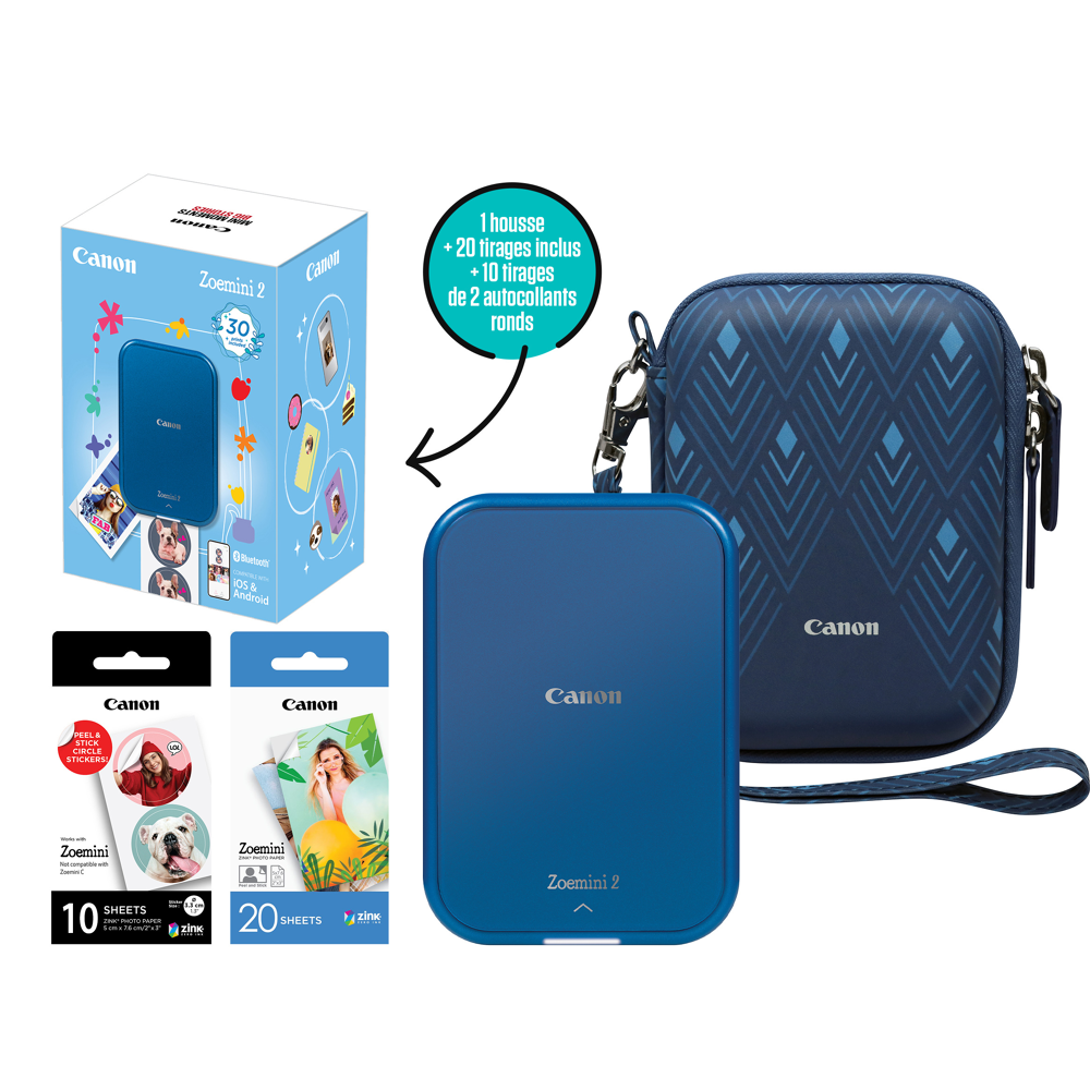 Zoemini 2 Pack - BLEU MARINE (30 feuilles assorties + Housse)