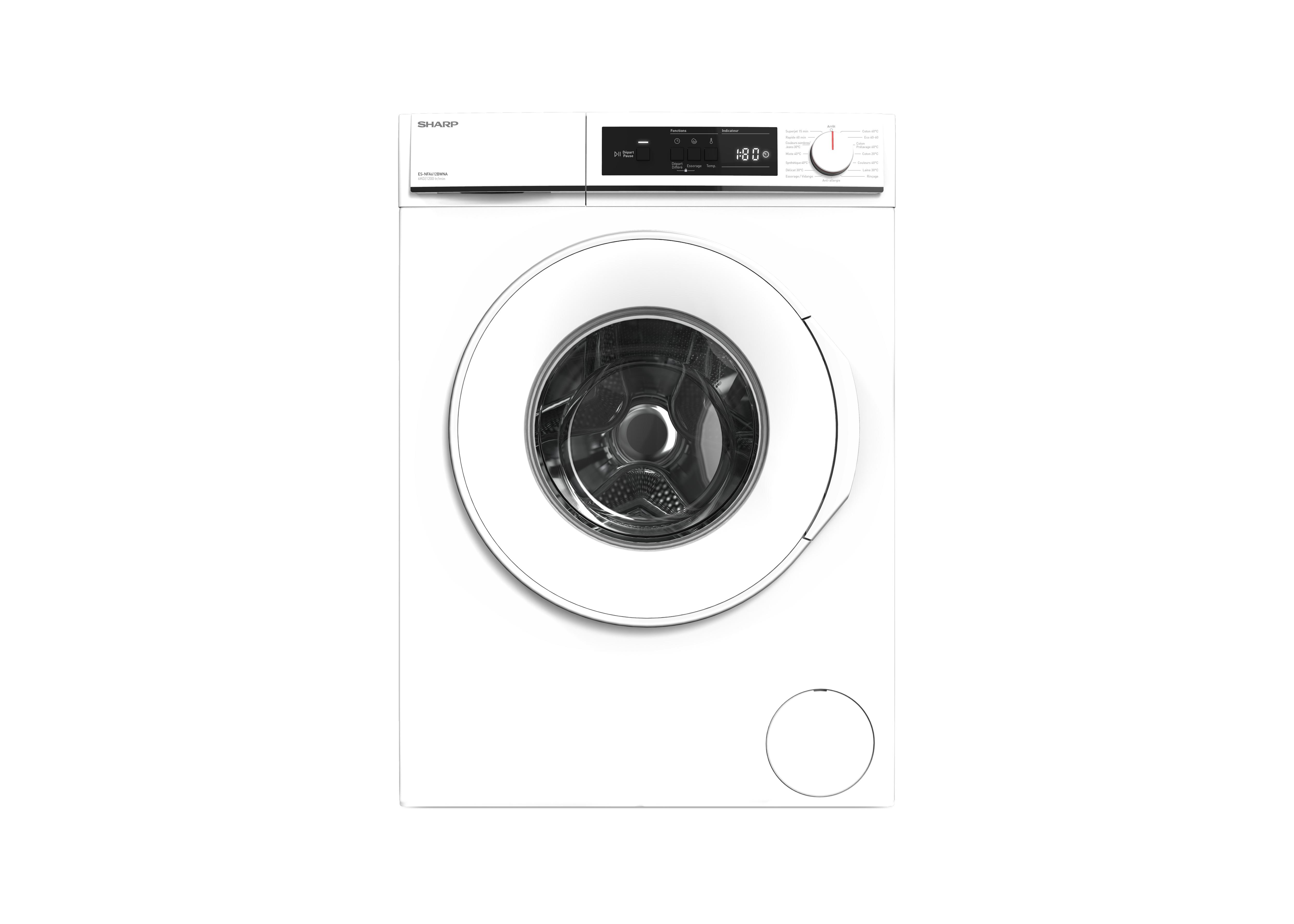 Lave linge frontal SHARP ESNFA612BWNA