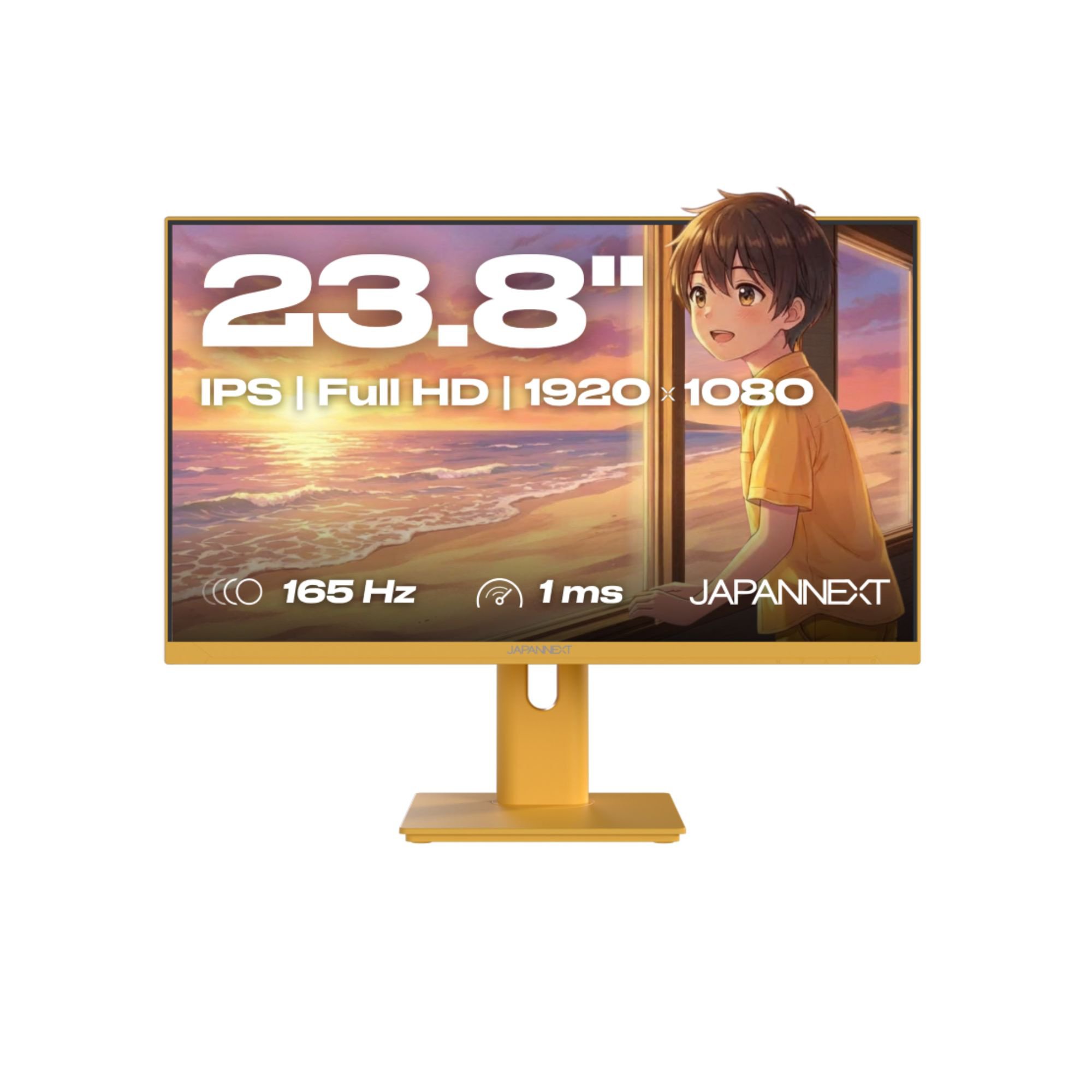 Ecran PC Gamer JAPANNEXT 23.8 IPS Full HD 1920x1080 165Hz 1ms Jaune Pastel JN I238F165 HSP YE - vue 2