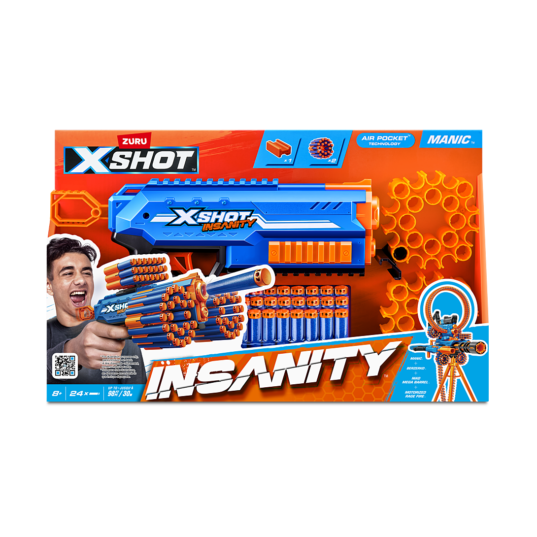 Lanceur de fléchettes ZURU X SHOT Manic Capacité 47 fléchettes Portée 30 Compact et puissant - vue 2