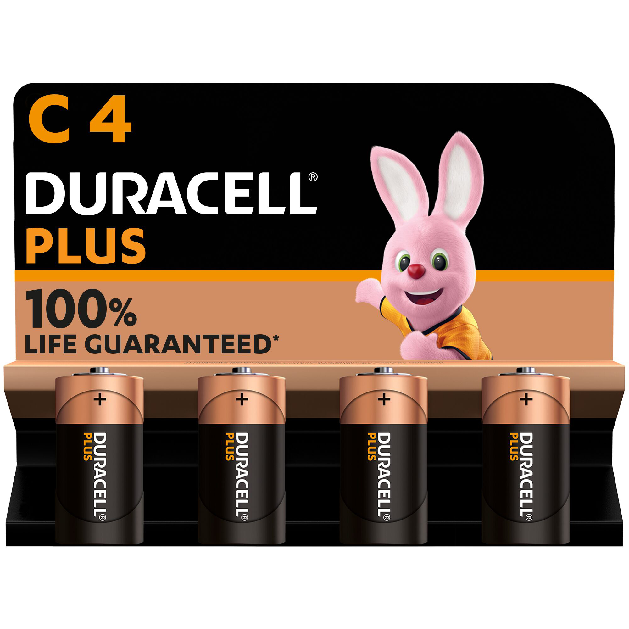 Piles alcalines C Duracell Plus, 1.5V LR14 MN1400, paquet de 4