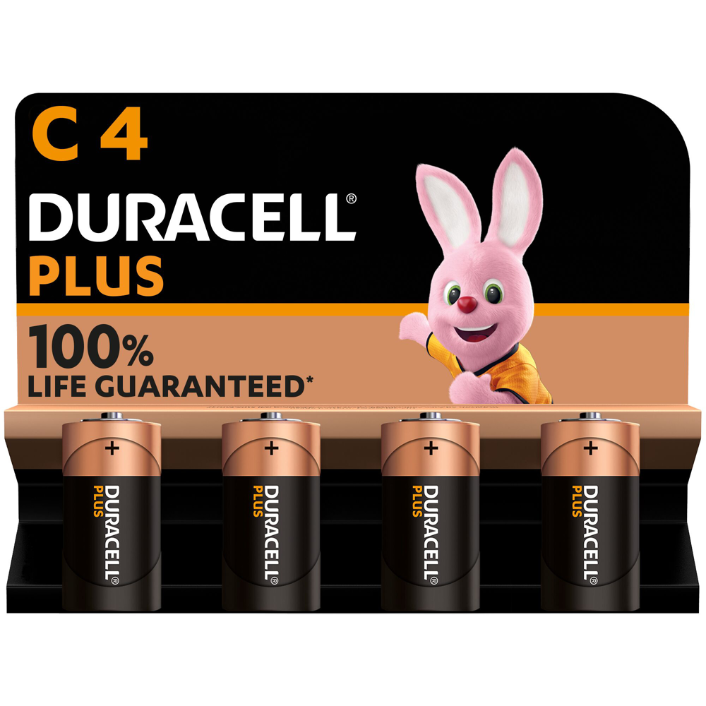 Piles alcalines C Duracell Plus, 1.5V LR14 MN1400, paquet de 4