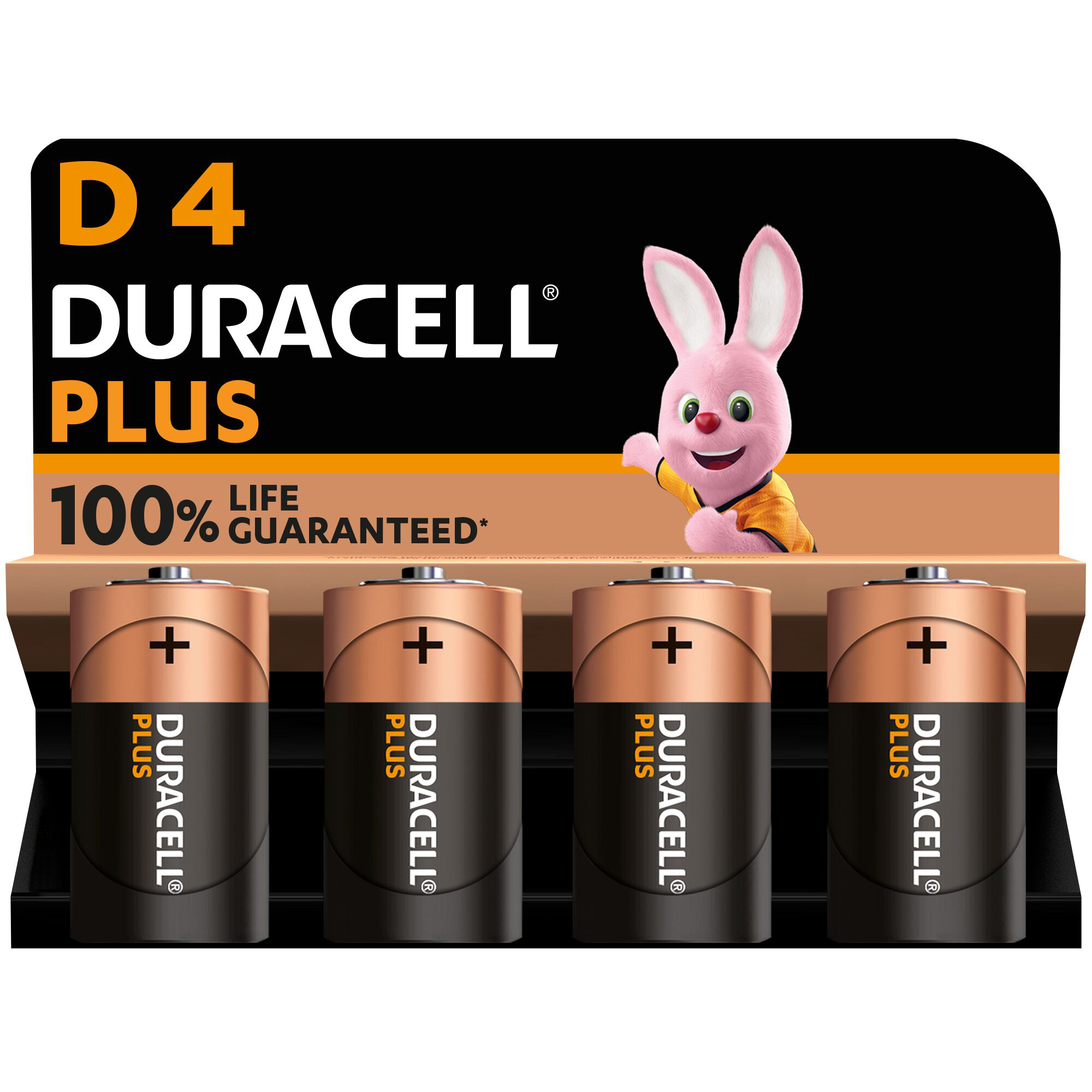 Piles alcalines D Duracell Plus, 1.5V LR20 MN1300, paquet de 4