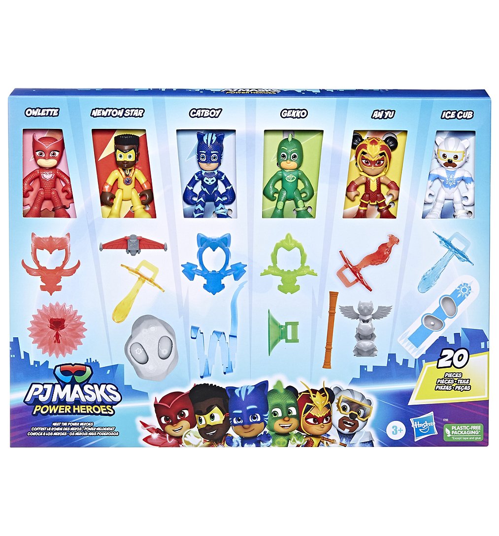 Pyjamasques Coffret La Ronde des Héros, 6 figurines, 14 accessoires, jouets de super-héros pour les 
